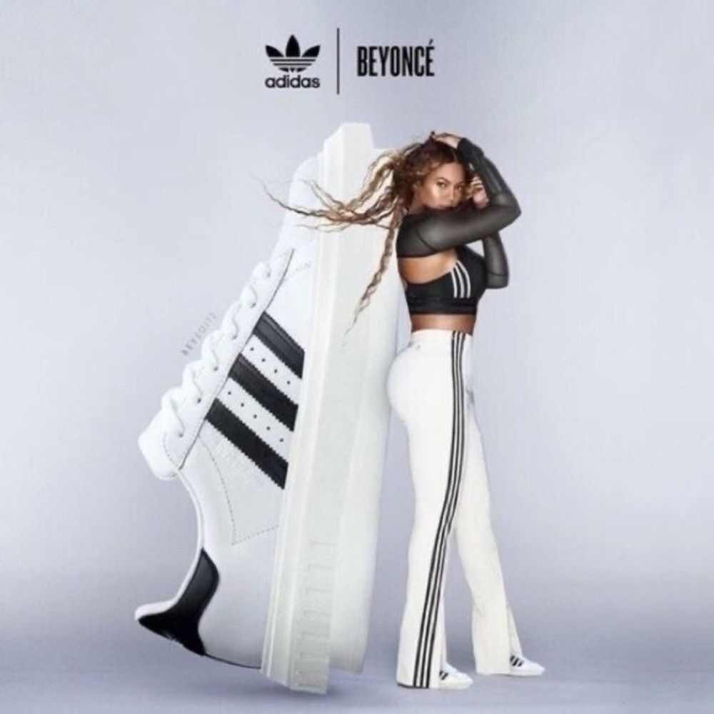 Adidas X Beyonce Ivy Park White and Black Superstar Pointed Toe Sneakers Sz‎ 11